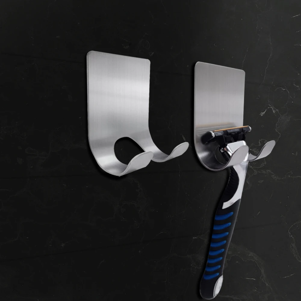 Shaver-Holders Hanger Storage-Rack Wall-Hook Bathroom-Accessories Stick-On Stainless-Steel