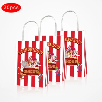 

20pcs Baby Shower Circus Animals Gift Bags Carnival Party Candy Bags Kids Happy Birthday Party Gift Paper Bags Decorations