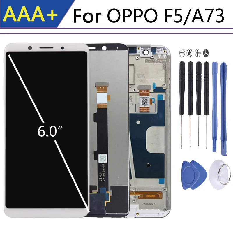 

Original For 6.0" OPPO F5 display in Mobile Phone LCDs Digitizer Assembly Parts pantalla A73 Touch Screen Repair Parts edge LCD