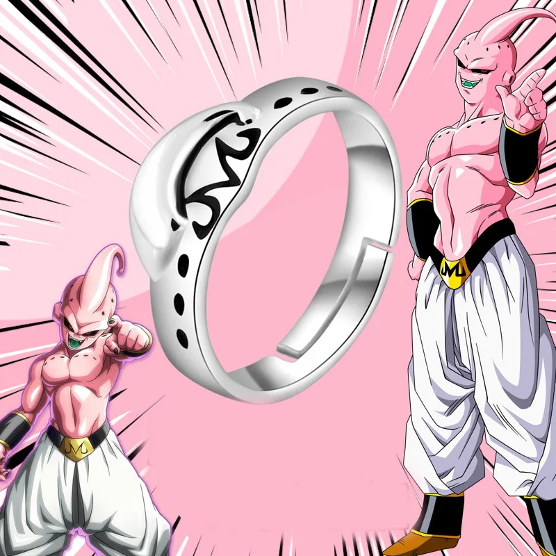 Аниме Драконий жемчуг Majin Buu кольцо 925 серебро Saiyan ювелирные изделия кольцо Рождественский подарок Регулируемый год косплей реквизит подарок