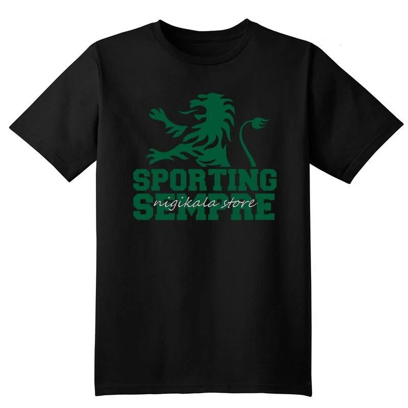 Португалия Спортивная Лиссабонская Клубная Футболка Camiseta Sporting club de Portugal Lion футболка для фанатов Ronaldo Figo camisetas hombre - Цвет: black