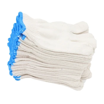 

12 Pairs Men White Working Safety Gloves Cut-Resistant Protective Nylon Labor Safety Protective Durable Anti-Cutting Gloves