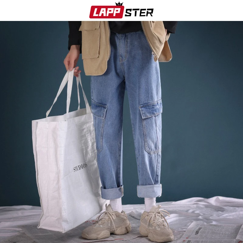 LAPPSTER мужские уличные винтажные синие джинсы 2020 джинсовые брюки модные корейские