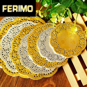 

50/100/200pcs Round Paper Doilies Golden Silver Lace Doily Party Decorative Tableware Placemats Paper Mats Table Decoration