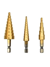  3-12mm 4-12mm 4-20mm HSS Straight Groove Hexagonal Step Drill Bit Set Titanium Coated Wood Metal Hole Cutter Core Drill Bit Set 