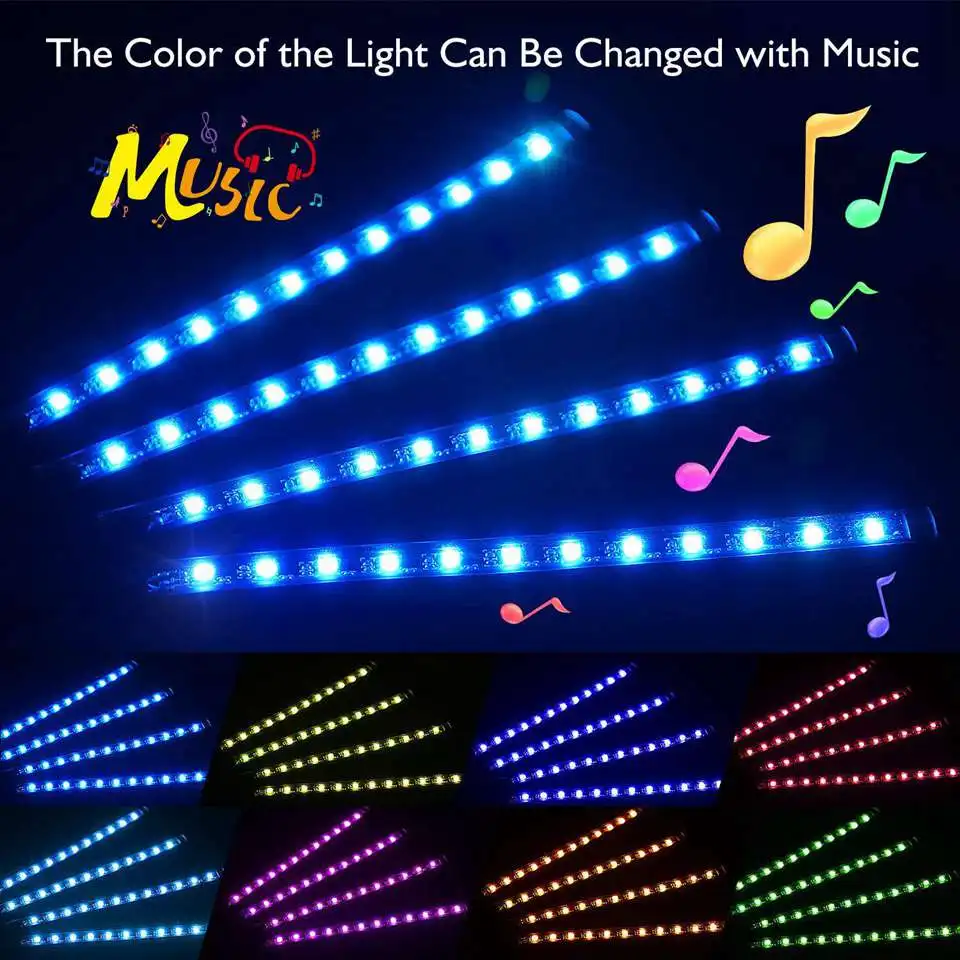 Светодиодная ленсветильник RGB для салона автомобиля декоративная полоса с
