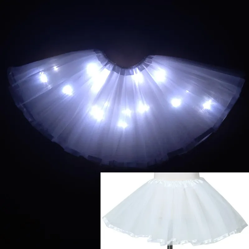 

2020 new year Light LED Girl Kids Clothes Tutu Skirt Princess Party Tutus Tulle Pettiskirt Child Ballet Dance Christmas white