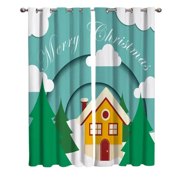 

Christmas-Themed Winter Town Design Blackout Window Curtains Living Room Curtain Kitchen Blackout Curtains