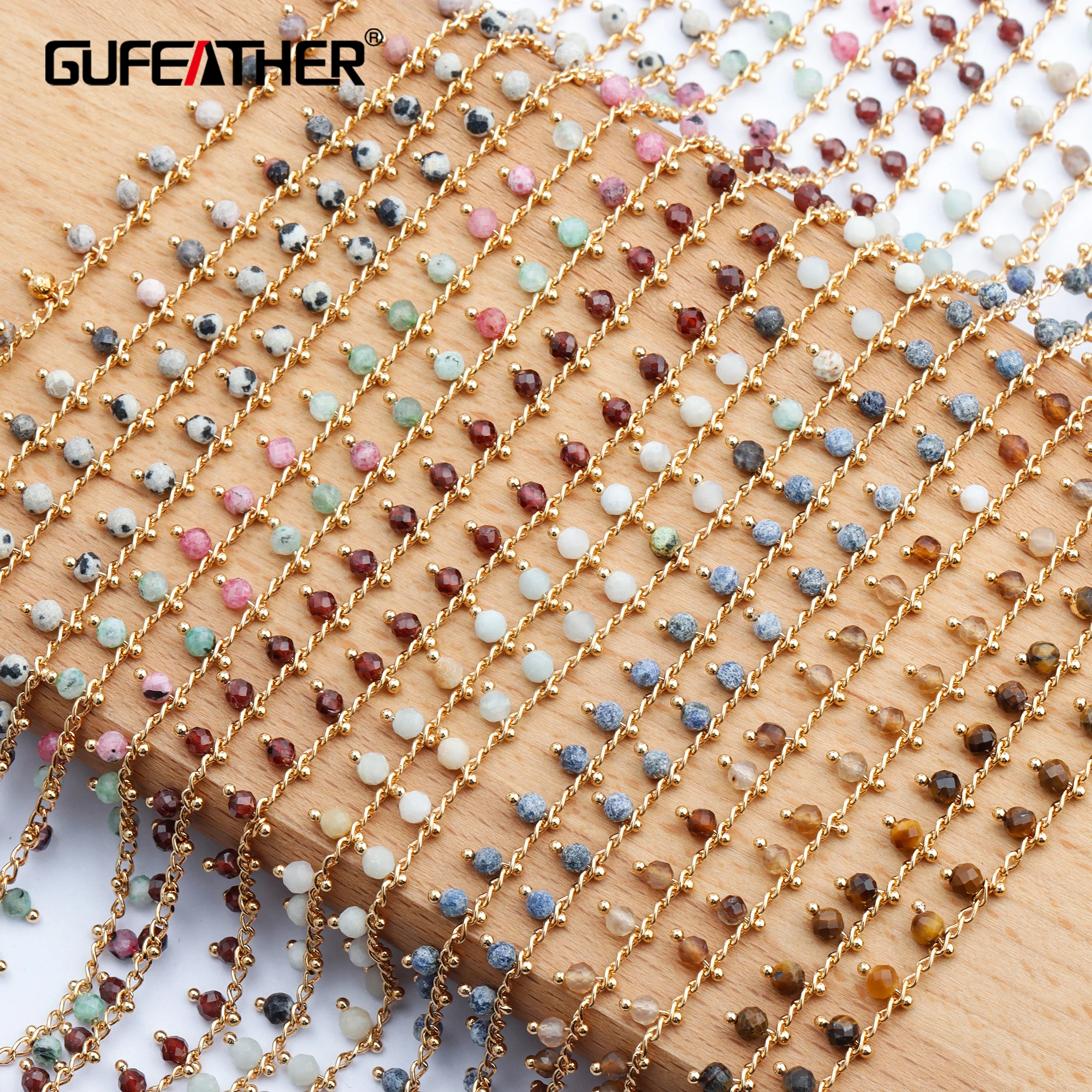 GUFEATHER C82,jewelry accessories,pass REACH,nickel free,18k gold plated,natural stone,jewelry making,diy chain necklace,1m/lot