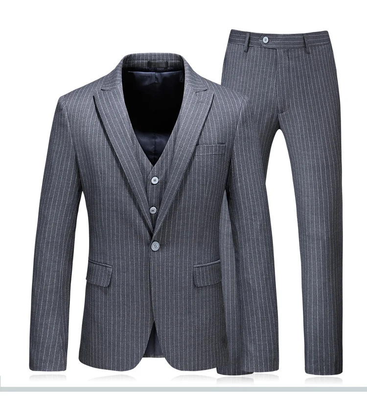 Jacket vest pants Высокое качество костюм Homme 3 шт формальный мужской костюм Ternos Slim Fit смокинг для выпускного костюмы для мужчин плед жениха Свадебные костюмы - Color: Jacket vest pants