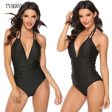 Бикини, пуш-ап, сдельный купальник, сексуальный, винтажный, Ретро стиль, с рюшами, контроль живота, размера плюс, купальник для женщин, монокини, купальный костюм XXL