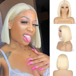 Honey Blonde 613 Lace Front Wigs Bob Wig Human Hair Wigs For Women Hd Transparent Straight Short 13X4 Lace Frontal Wig Brazilian