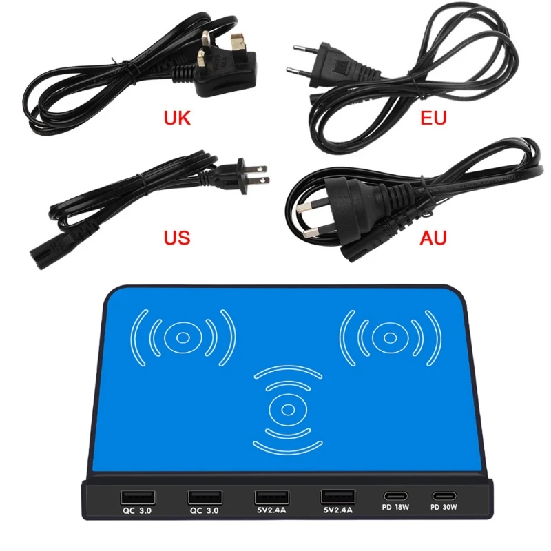 Универсальное 6 портов 30 Вт Тип C PD QC3.0 USB быстрое зарядное устройство 10 двойное