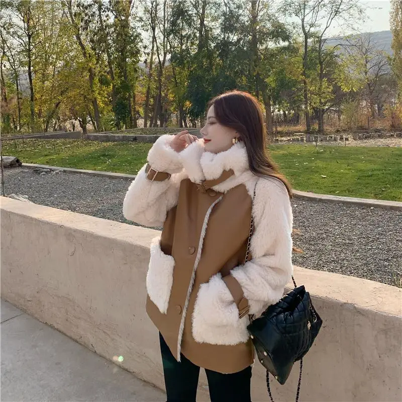 Feminino de Alta Cabolsa de Pele Inverno Qualidade Solto Gola Design Integrado Longo Emenda Único Breasted Algodão-acolchoado Bolso Jaquetas 23 único breasted algodão-acolchoado bolso jaquetas