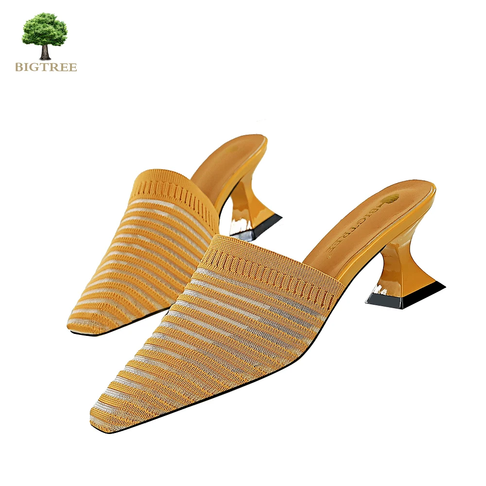 Женские шлепанцы BIGTREE летние домашние тапочки вьетнамки на среднем каблуке из