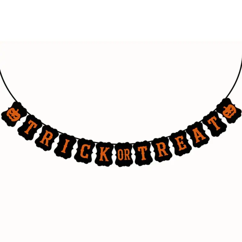 

TRICK OR TREAT" Halloween Banner Bunting Paper Flag Garland for Halloween Home Bar Party Decoration