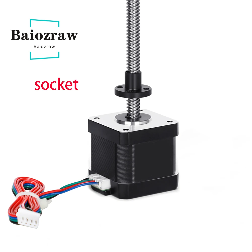 

Baiozraw V1.8 3D Prints Motor Nema17 Stepper Motor with T8 Screw Lead 2mm 8mm 300mm 42 Motor 42BYGH 17HS4401S for Voron Parts