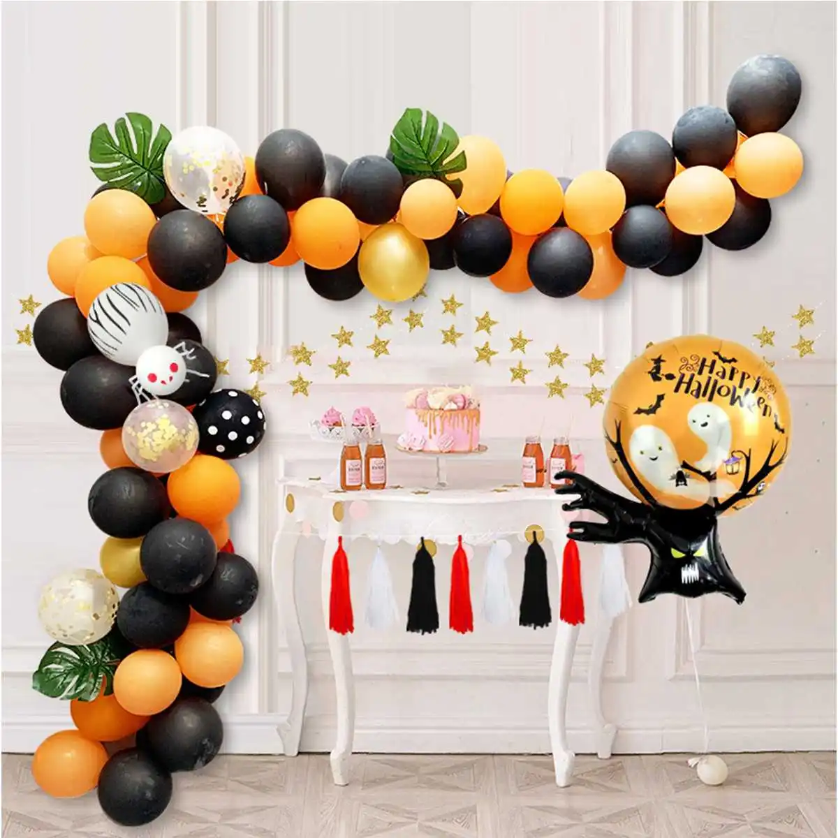 

Halloween Balloon Decoration Pumpkin Ghost Balloon Party Arrangement Decoration Home Holiday Decoration 115Pcs