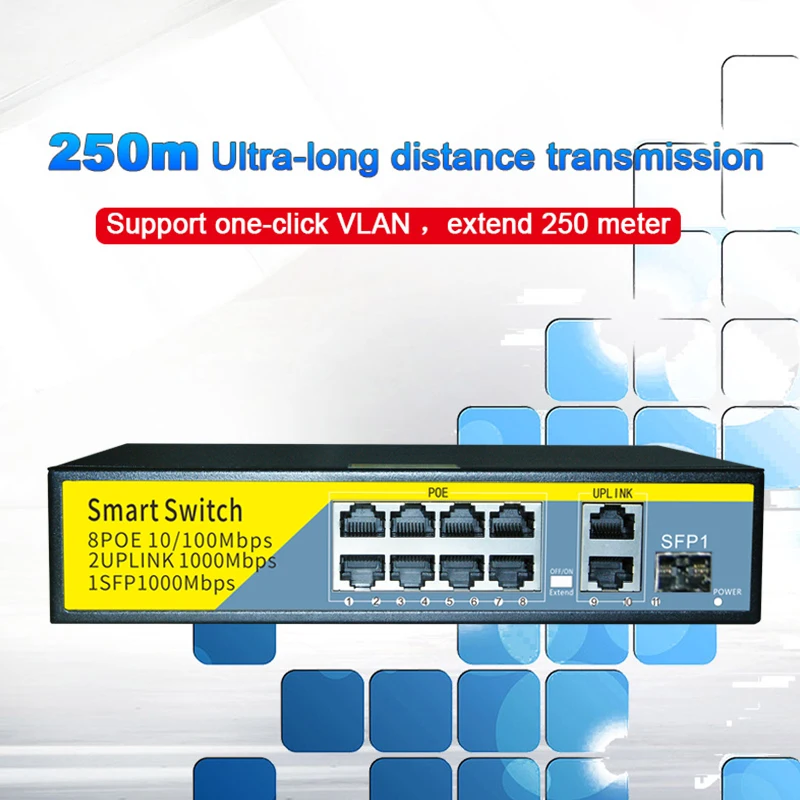 Terow-poe Gigabit Switch Poe Padrão para Câmera ip Proteção contra Raios Uplink ou Sfp 100 Mbps 1000mbps 250m - Imagem 2