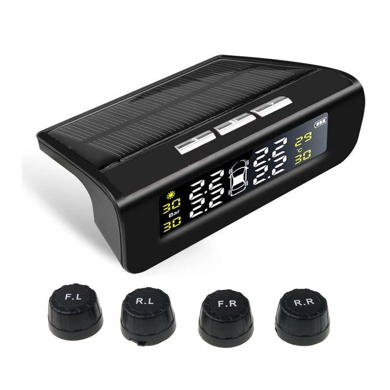 Универсальная беспроводная система контроля давления в шинах TPMS цветной ЖК