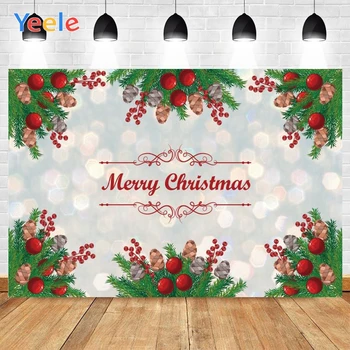 

Yeele Merry Christmas Gifts Background Photophone Light Spots Red Balls Trees Photography Backdrops for Decor Customized Size