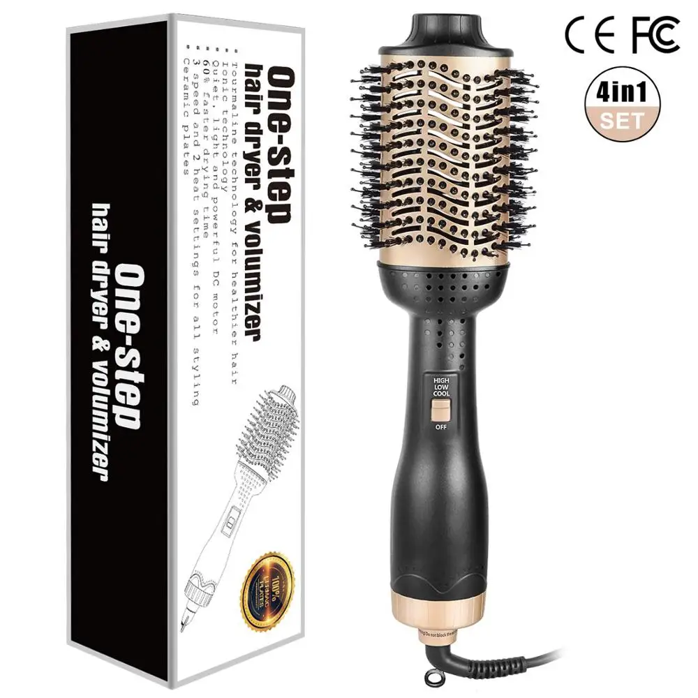 dryer brush Профессиональный CHJ фен для волос 4 в 1 щипцы для завивки волос электрические вращающиеся волнистые бигуди Ролики Инструменты для укладки волос - Цвет: dryer brush