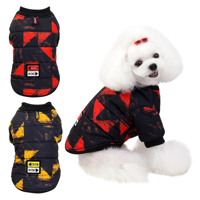 Одежда для собак зимняя теплая куртка с принтом собаки пальто Чихуахуа Одежда для маленьких средних собак Мопс Йоркширский наряд