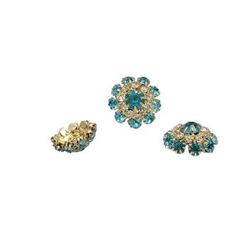 

12 Pcs Gold Base Crystal Sew On Rhinestones Wedding Dress Crystal Round Sewing On Rhinestone Applique For Party Wedding Dress