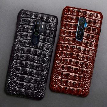 

Genuine Leather Phone Case For Realme 3 5 6 X Lite XT X2 X50 Pro Q Cases Natural Cowhide Crocodile Back Texture Cover Funda Capa