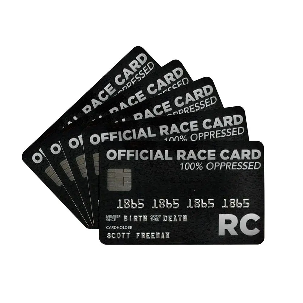 SameeFloral Official Race Card 100percent Oppressed Embossed, Black Card  Trumps Everything With Saying On The Back Customizable 1pc