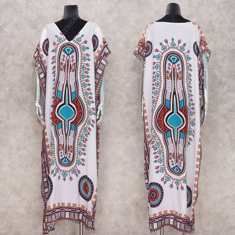 Indie Folk Long Kaftan Summer Beach Dress Women Clothing Large Size Beachwear Cover ups Robe de Plage Saida de Praia #Q288