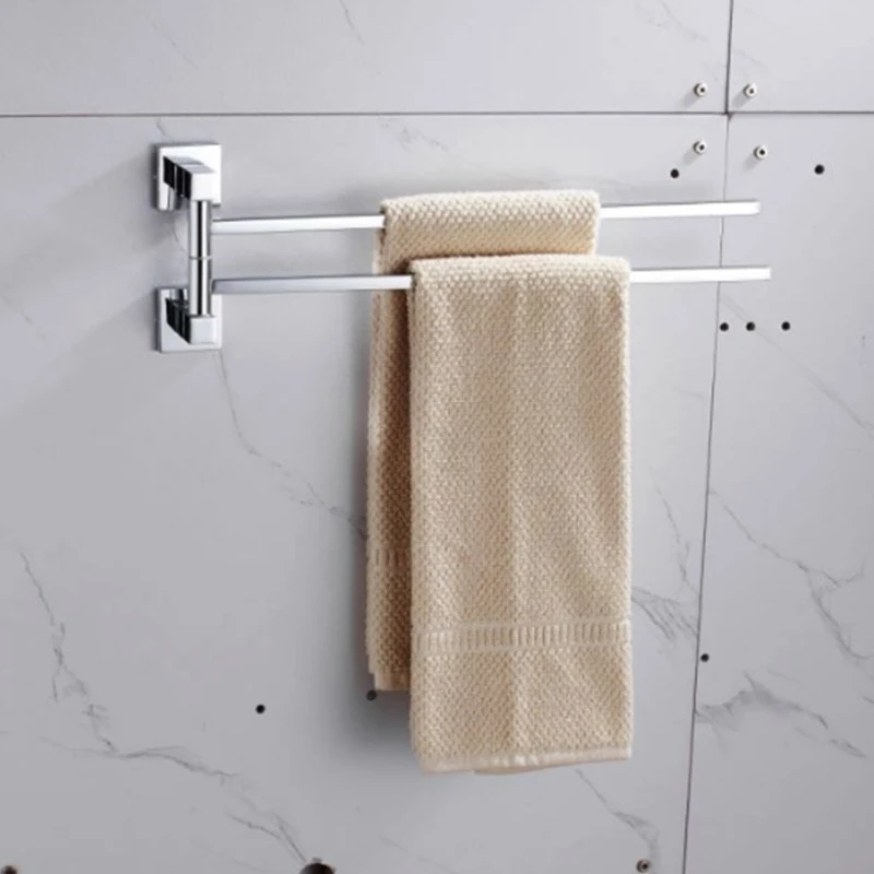 2/3/4 Wall Mounted Towel Bar Rotating Stainless Steel Space Saving Storage Racks for Bathroom Bedroom Kitchen