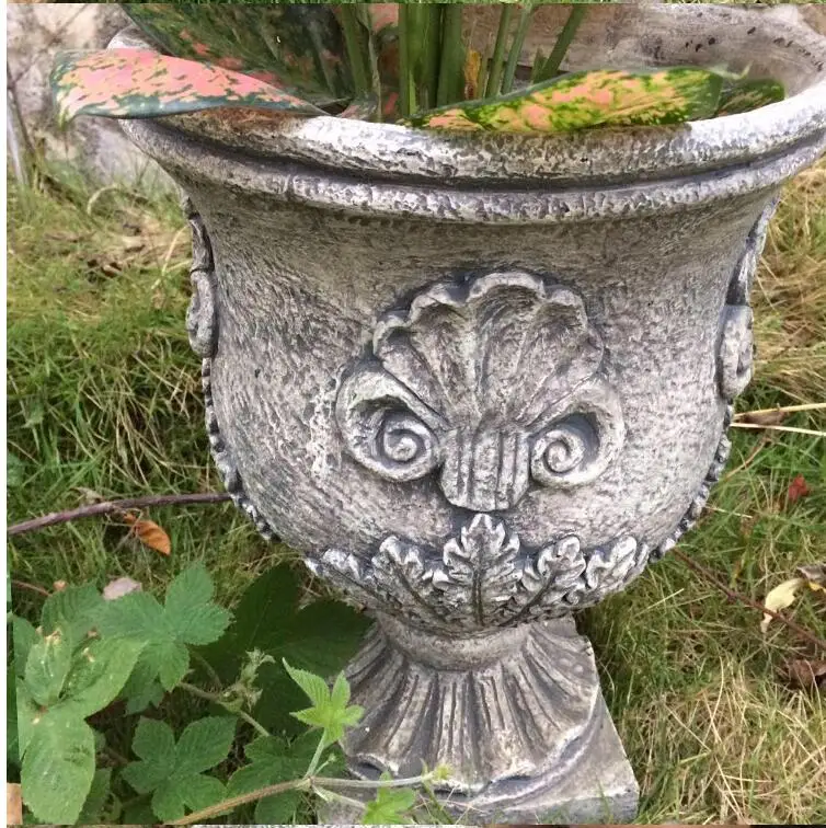Европейский ретро старый тиснением большой цветочный горшок украшения открытый газон статуэтки ремесла вилла сад ваза для цветов Декор для дома