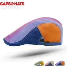 Мужская шапка Barett для папы, зимняя теплая шерстяная берет, Корейская британская Кепка, шапка с утиным язычком, женская шапка с переливающимся козырьком