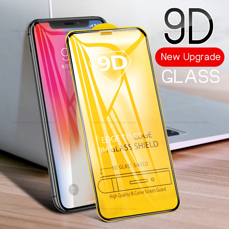 9D закаленное стекло для iPhone 6 S s 7 8 Plus X XS Max XR полное покрытие Защита экрана 10