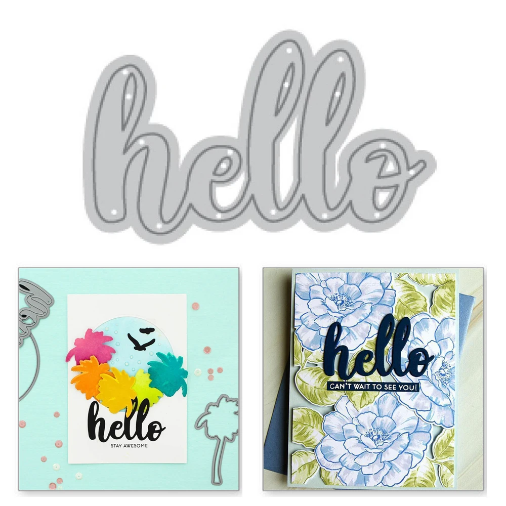 

Naifumodo Hello Letter Metal Cutting Dies Word Scrapbooking For Making Card Photo Album Decorative Embossing DIY Craft Stencil
