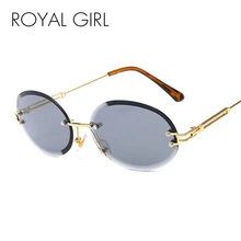 ROYAL GIRL новые безрамные обрезные женские солнцезащитные очки, брендовые дизайнерские ретро овальные индивидуальные цветные солнцезащитные очки ss330