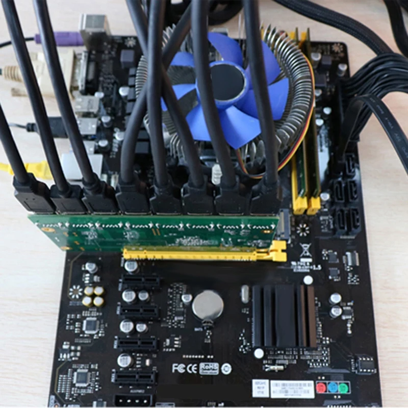1 to 8 Pcie Miner Machine image Card Extension Cord Pci-E 16X Turn 8 Port Usb3.0 Pcie Expansion Cards Riser Card Btc Ltc Eth
