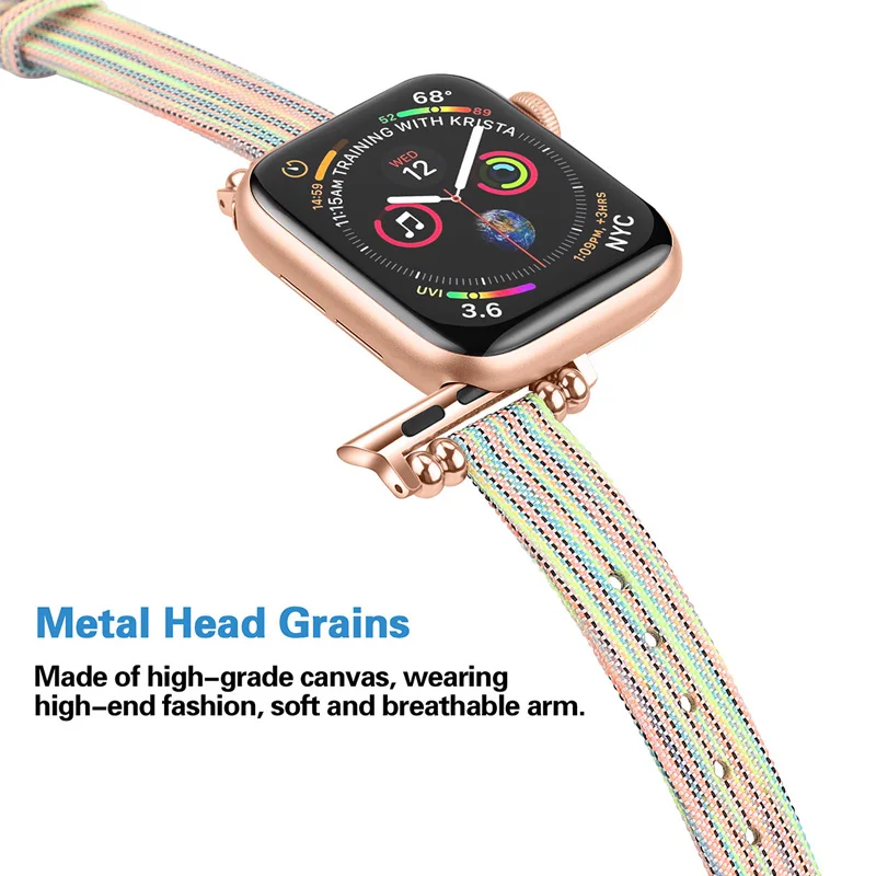 Для apple watch 3/2 наручных часов iwatch 4 нейлоновый холщовый ремень украшения 38/40 мм/42 44