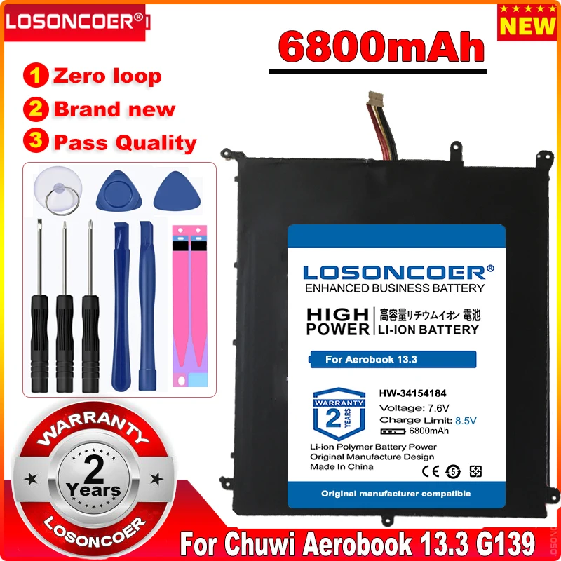 6800mAh HW-34154184 34154184P Laptop Battery For Chuwi Aerobook G139 CWI547 CWI510 Tablet PC free shipping and return ~In Stock |