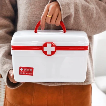 

Family First Aid Kit Emergency Toolbox Portable Medical Wound Treatment Tablet Bandage Family Travel Car Storage Box