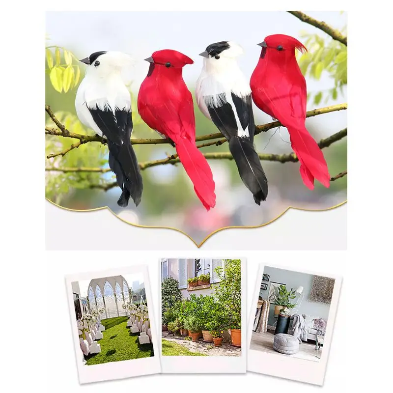 

10 Pcs Artificial Foam Feather Simulation Bird with Clips for Christmas Tree Dec X4YD