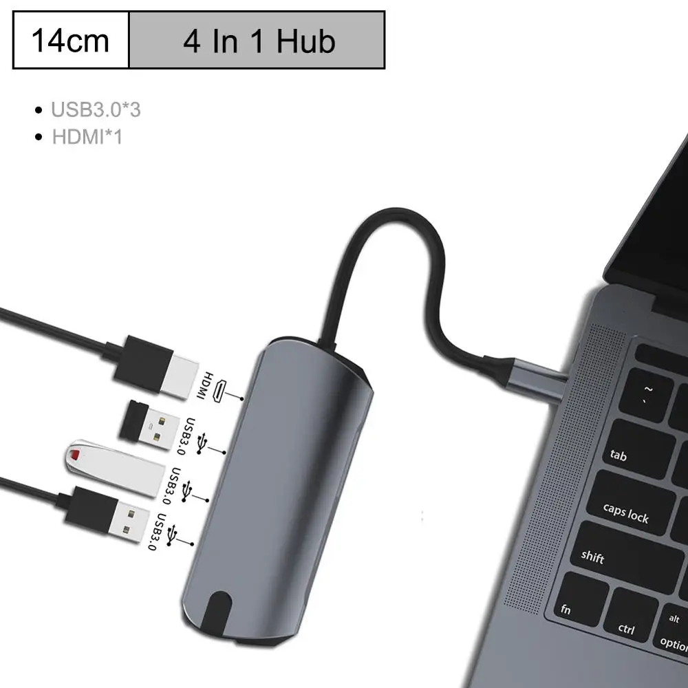 8-в-1 Тип C концентратор USB кабель-Переходник USB C на HDMI USB 3,0 Порты USB 2,0 Порты и разъёмы SD/устройство для считывания с tf-карт USB-C Мощность доставки для MacBook Pro 3,1 сплиттер