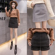 

New Fashion Female Warmth Wool Mini Plaid Spring Popular Skirt Women Autumn Winter Chic Thicken Woolen Skirt Hight Waist Skirts