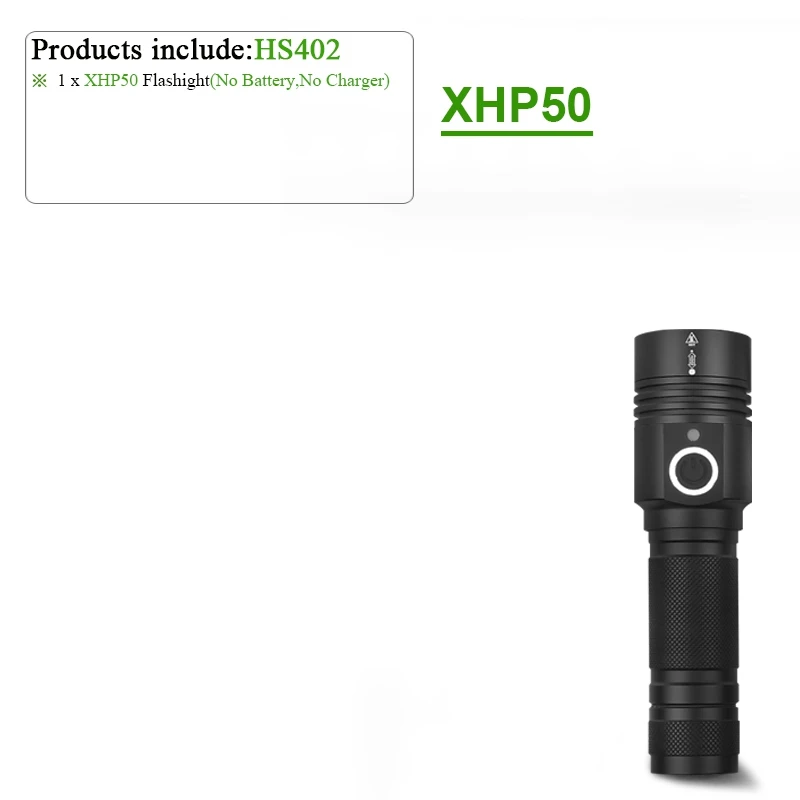 XHP90 самый мощный светодиодный светильник-вспышка, водонепроницаемый фонарь с зумом XHP70, тактический светильник, USB Перезаряжаемый, 18650 или 26650, XHP50, лампа для кемпинга - Испускаемый цвет: IHS402A