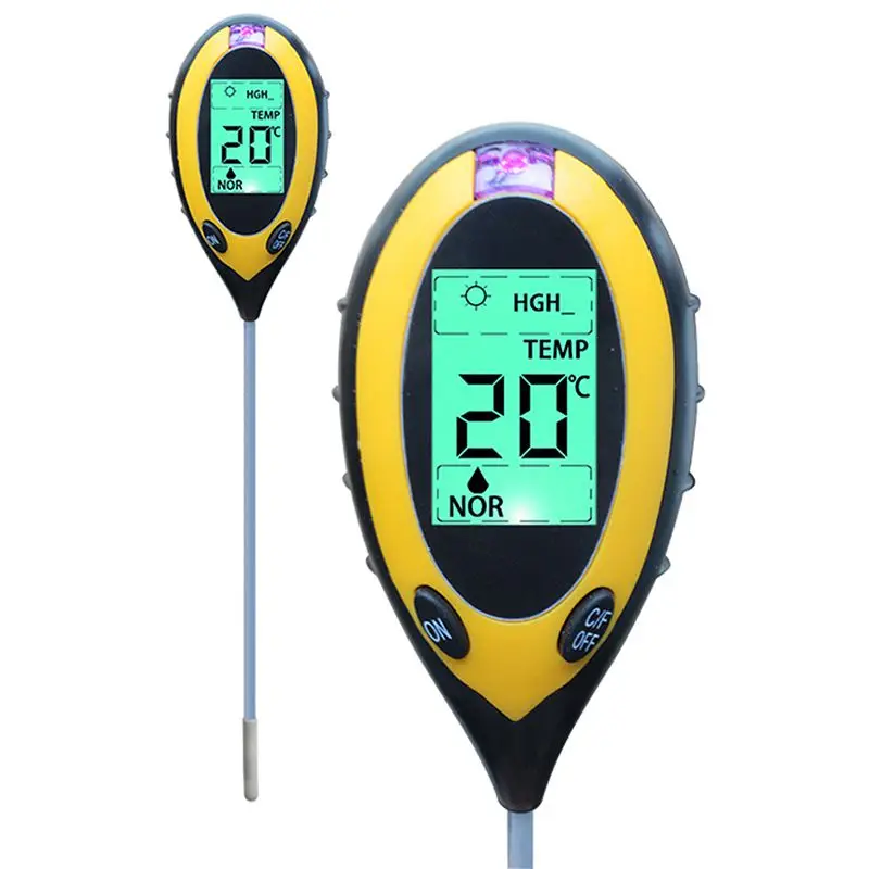 Горячая-4 в 1 цифровой измеритель почвы PH Измеритель влажности почвы детектор Мультитул Солнечный свет/Влажность/PH значение/Температура Инструмент для