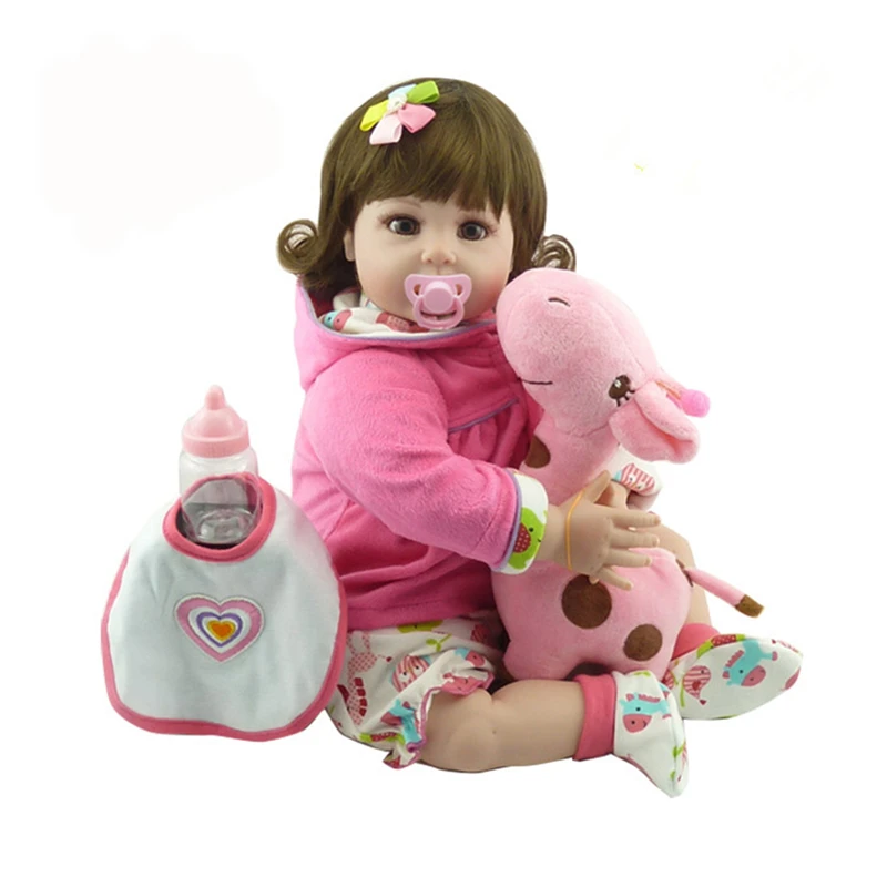 20 дюймов 52 см кукла Bebe Reborn Мягкая силиконовая игрушка для девочек Розовая Кукла Reborn с плюшевая игрушка жирафа
