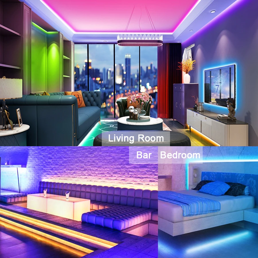 LED Strip Light RGB 5050 2835 Flexible Ribbon WiFi Bluetooth 12V led strip 20M 5M 10M 15M Waterproof Tape Diode+Control+Adapter