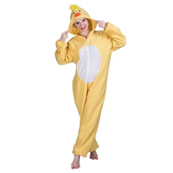 

Adults Animals Chick Halloween Cosplay Costumes Men Women Carnival Party Role Play Jumpsuits with Hat Nightwear Sleepwear