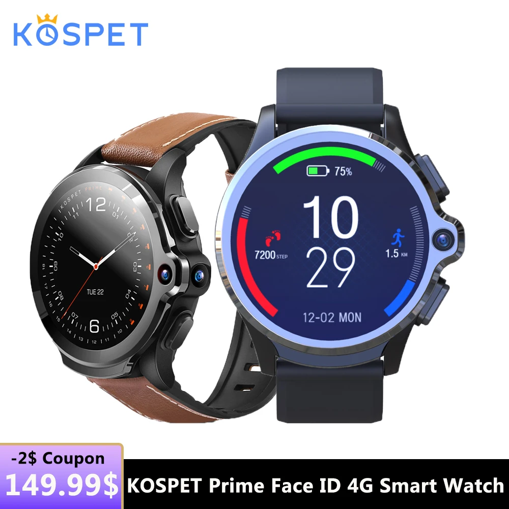 Смарт-часы KOSPET Prime 4G телефон 3 ГБ 32 1 6 дюймов экран двойная камера 1260 мА/ч Android умные